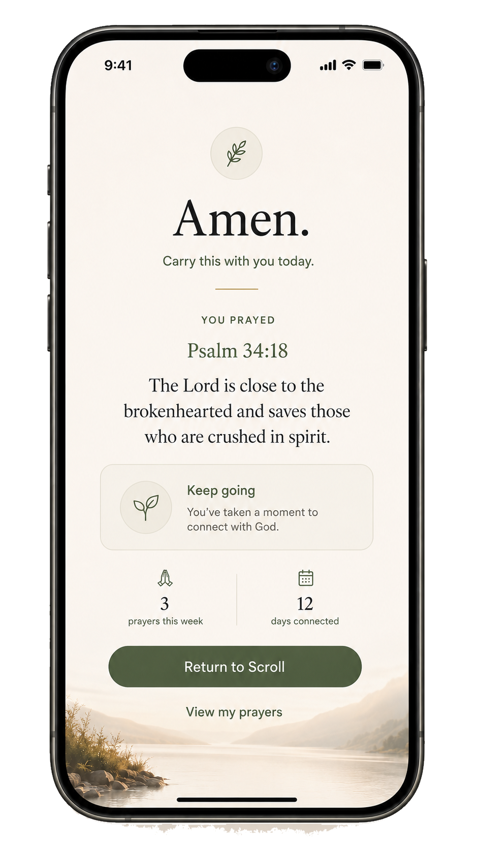 Amen confirmation screen